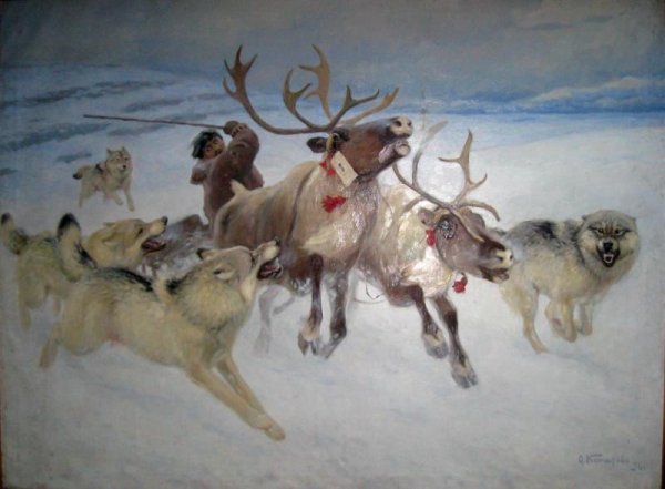 Северная олениха тундра художник