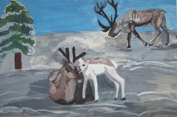 Северные олени картина Ушакова