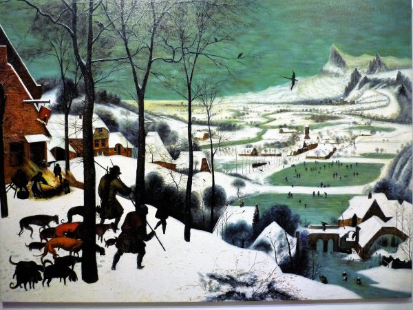 Брейгель охотники на снегу в высоком