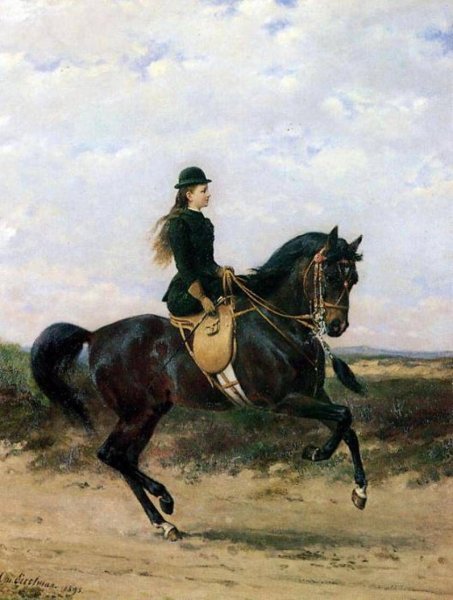 Н.Г. сверчков"Амазонка на лошади Орлово-ростопчинской породы"