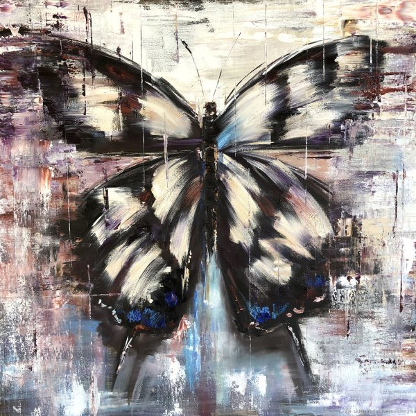 Бабочки маслом на холсте