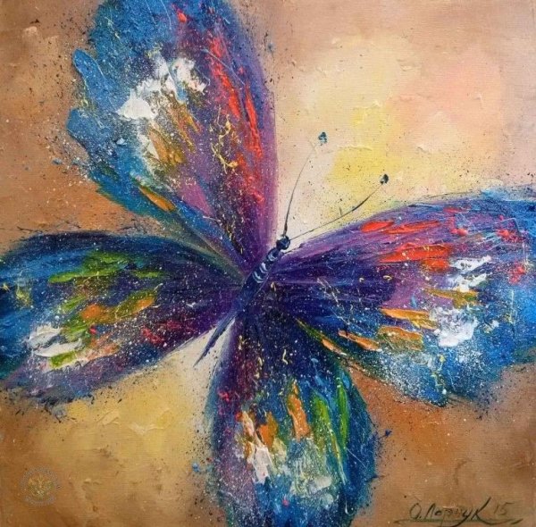 Бабочки маслом на холсте