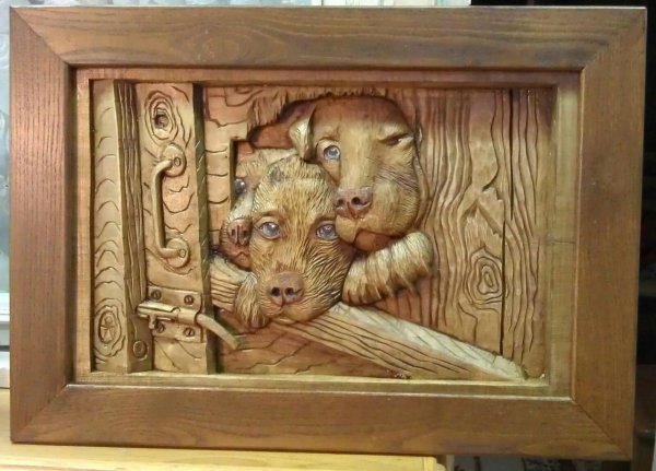 Объемное панно из дерева