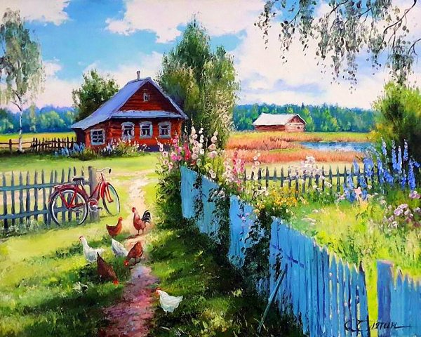 Художник Олег Пятин картины деревня