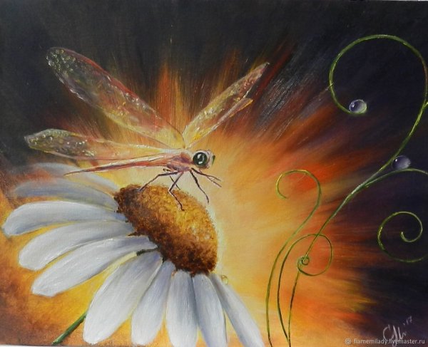 Стрекоза живопись