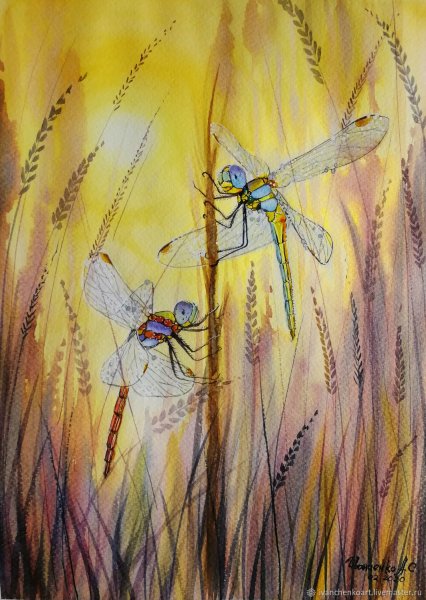 Стрекоза живопись