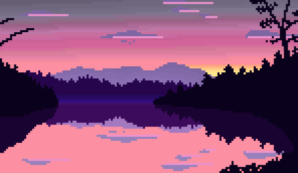 Пейзаж в стиле пиксель арт
