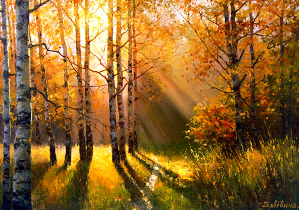 Картины осенний лес живопись Дмитрий Левин