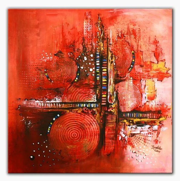 Красная картина абстракция