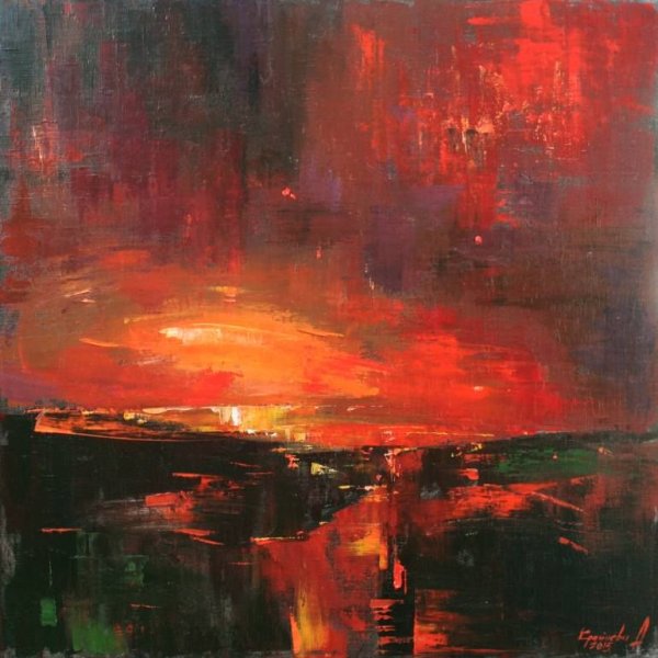 Картина маслом красная