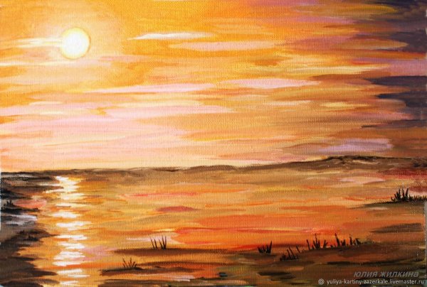 Пейзаж маслом закат