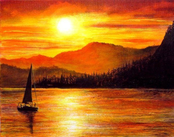 Пейзаж закат живопись