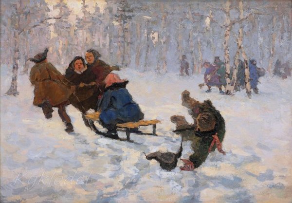 Н. Богданов-Бельский «дети на санках»