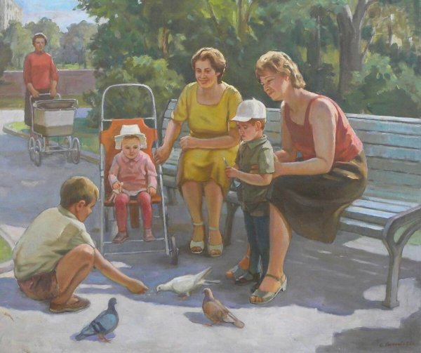 Живопись Советская семья Луценко