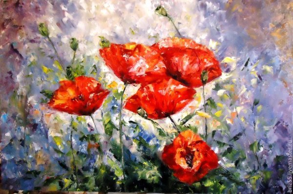Маки Импрессионизм масло мастихин