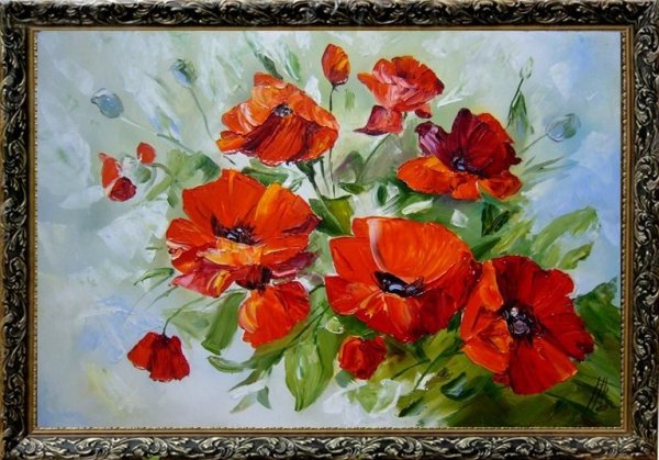 Маки маслом на холсте