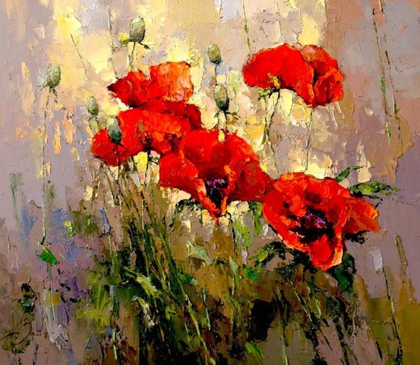 Маки Импрессионизм масло мастихин