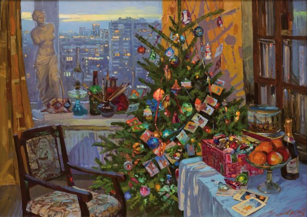 Зимний пейзаж акварель Павел Пугачев