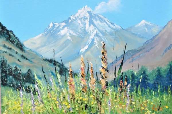 Горы пейзаж живопись мастер класс Сахарова