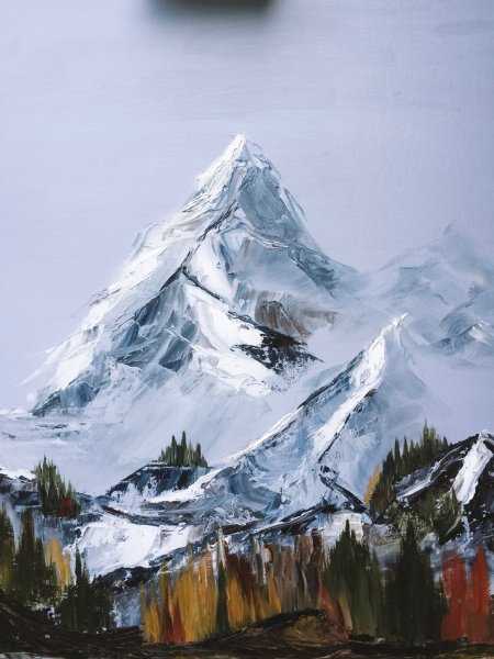 Горы пейзаж мастихином