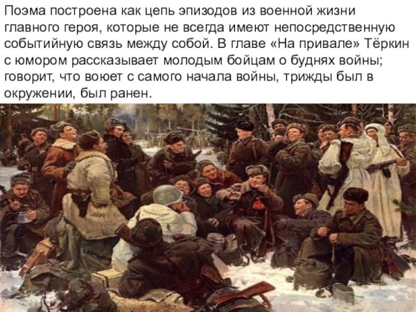 Картина солдаты на привале Василий Теркин