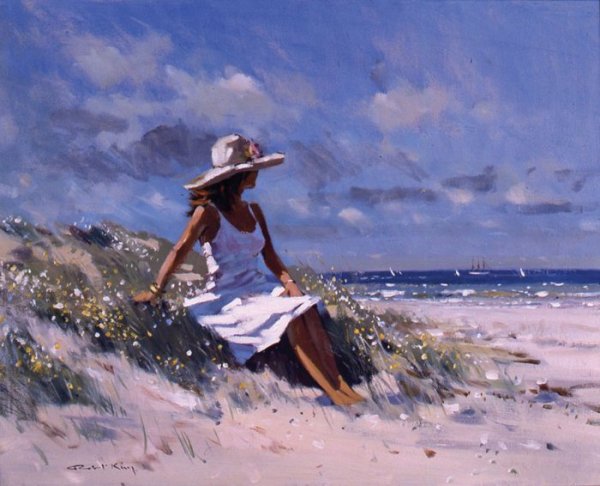 Картина девушка на пляже