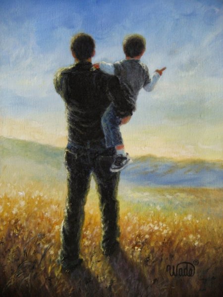 Папа и сын живопись