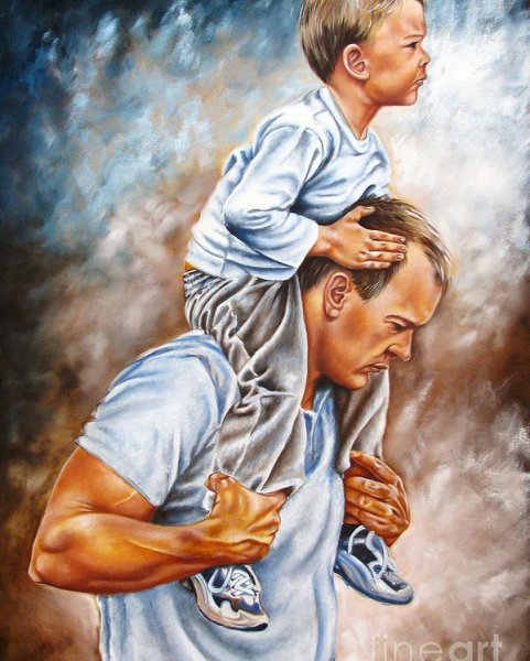 Папа и сын живопись