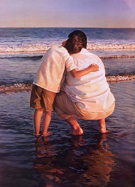 Картина мужчина и женщина с ребенком