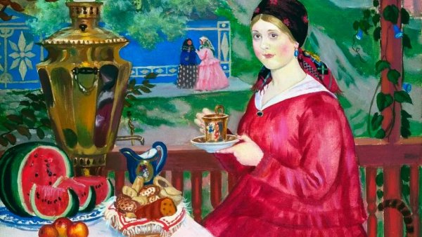 Борис Михайлович Кустодиев. Купчиха за чаем.1918
