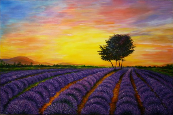 Лавандовое поле акрилом