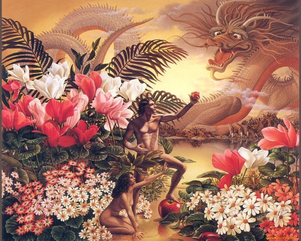 Картина адам и ева в райском саду