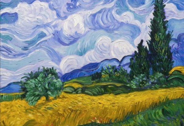 Ван Гог пшеничное поле с кипарисами 1889