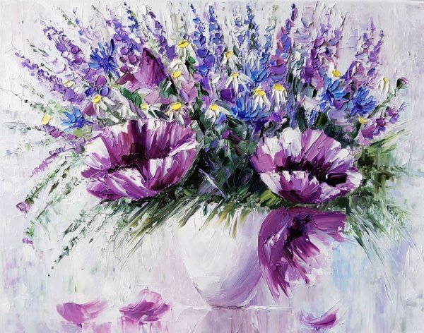 Цветы маслом на холсте