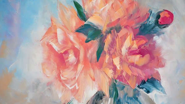 Пионы живопись Александр Сергеев