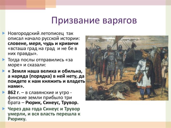 862 Год призвание варягов на Русь