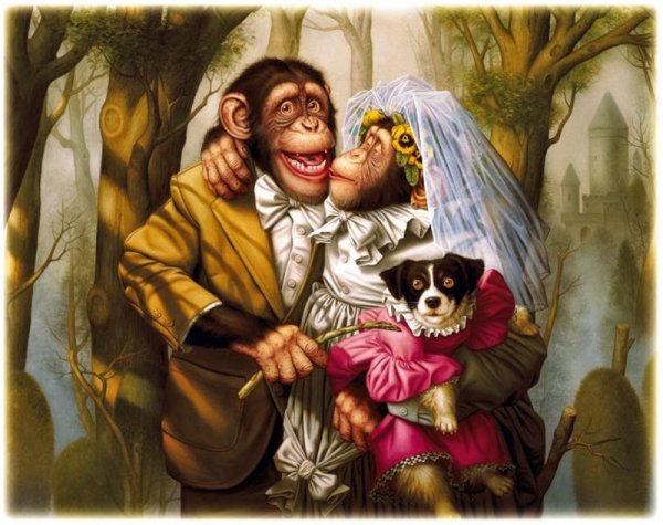 Обезьяна красками