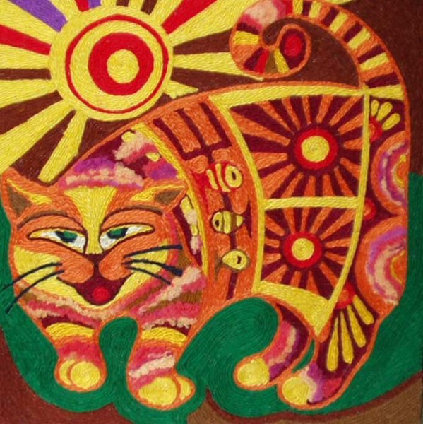 Картины ниткография тигр