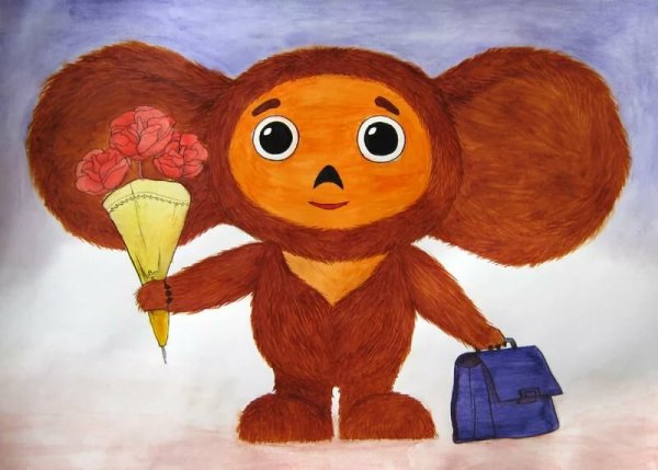 Чебурашка черно белый