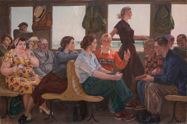 Александр Дейнека «сцена в электричке», 1955