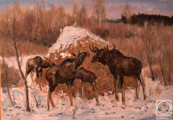 Сергей Коровин пейзаж лоси