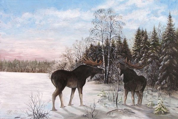 Пейзаж с лосем