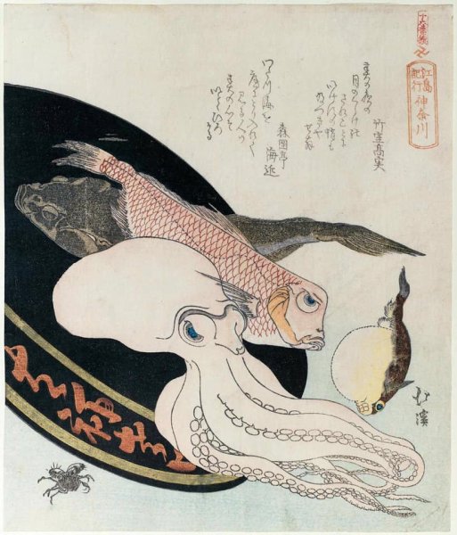 Кацусика Хокусай. Сон жены рыбака. 1814