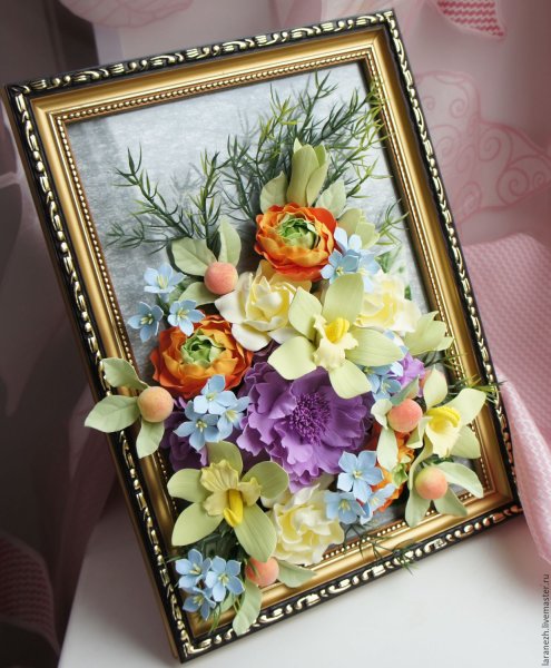 Цветочные панно из полимерной глины
