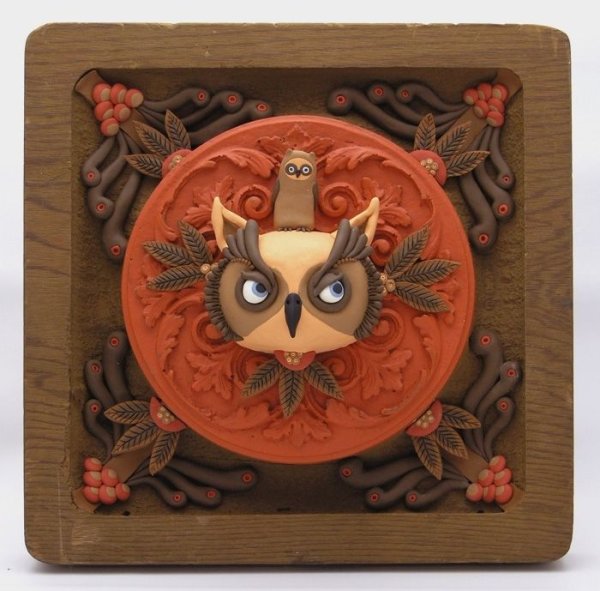 Картина из теста Сова