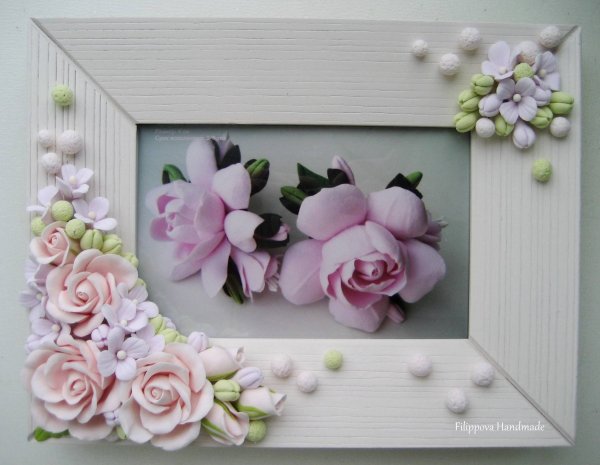 Панно из холодного фарфора Цветочное