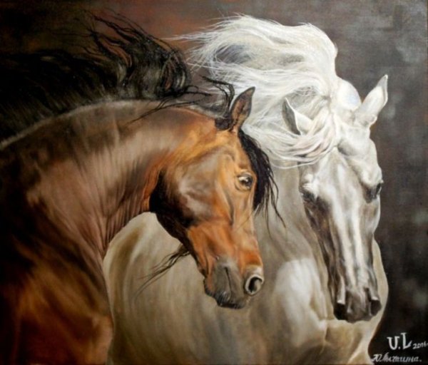 Лошади живопись маслом