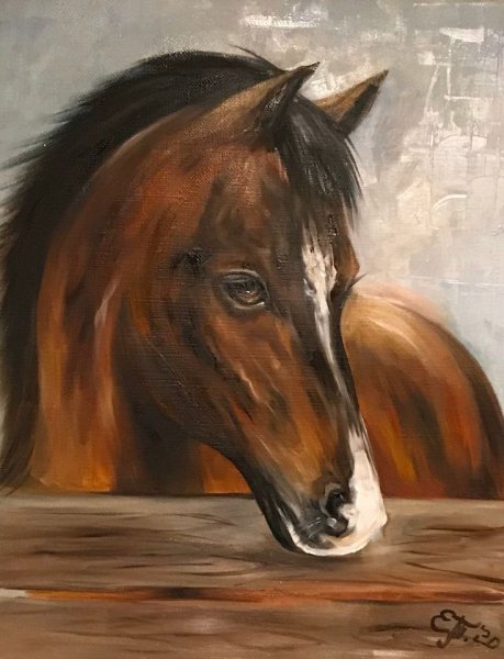 Картина грустная лошадь