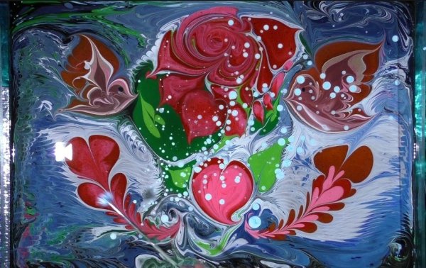 Аленький цветочек в технике эбру