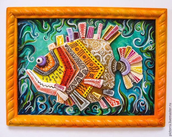 Панно рыба из соленого теста